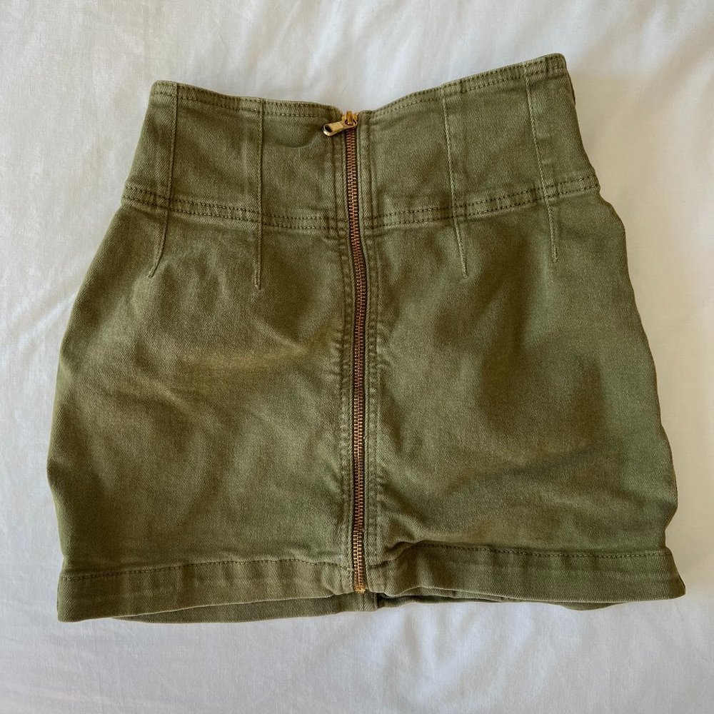 We The Free Green Zip Mini Skirt